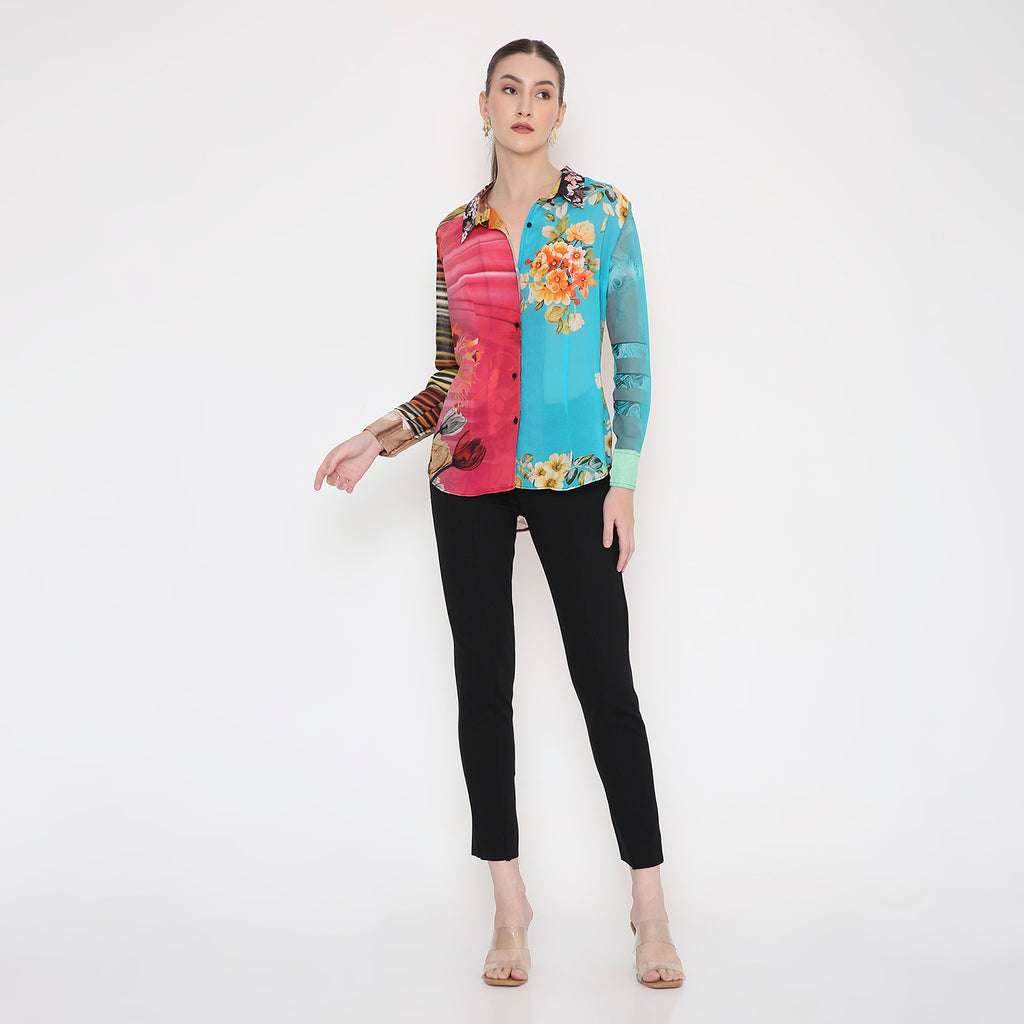 Women Shirt in All Over Flower Print