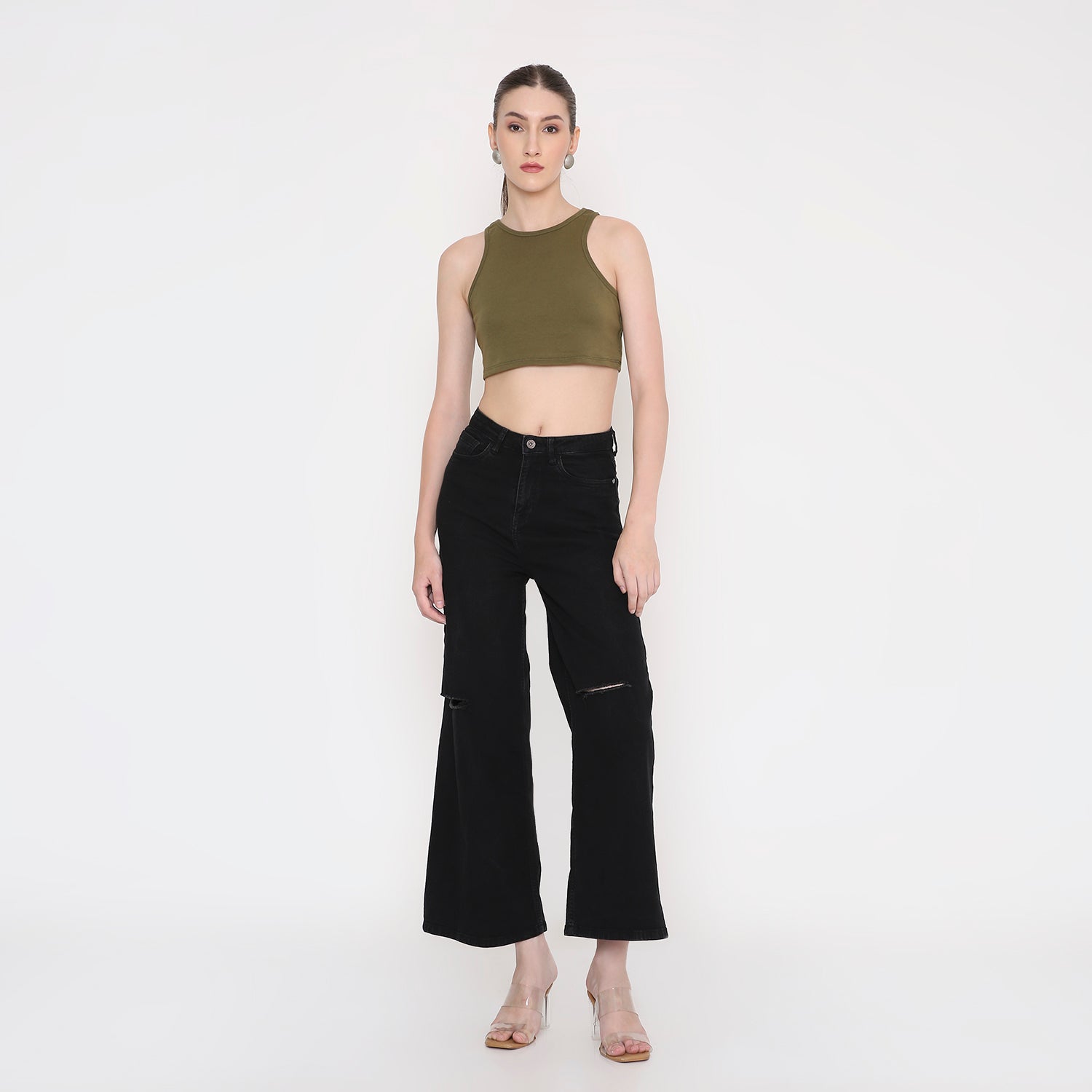 Women Tank Top in Olive Green