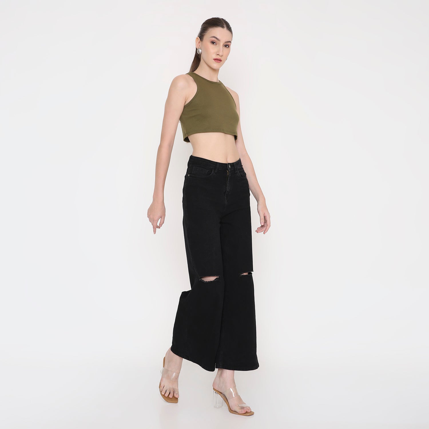 Women Tank Top in Olive Green