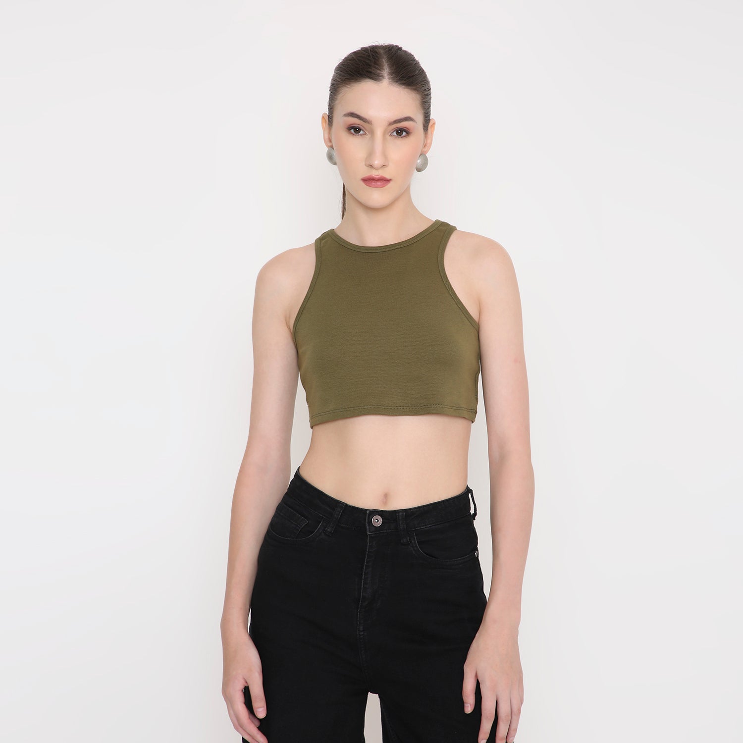 Women Tank Top in Olive Green