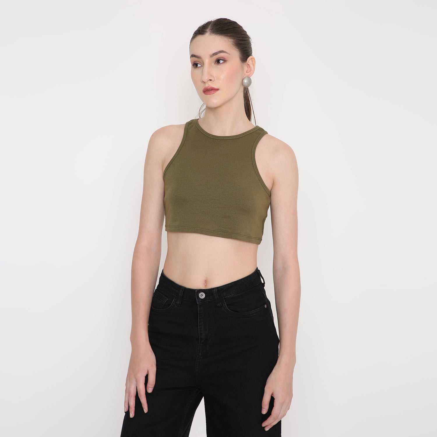 Women Tank Top in Olive Green