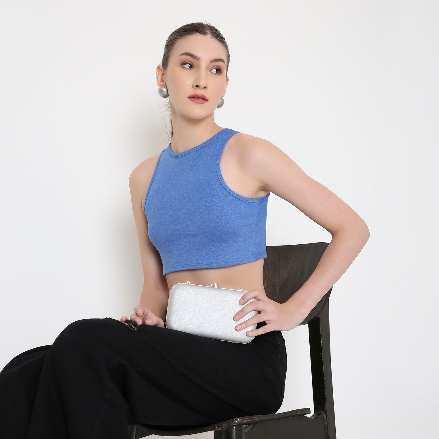 Women Tank Top in Sky Blue Melange