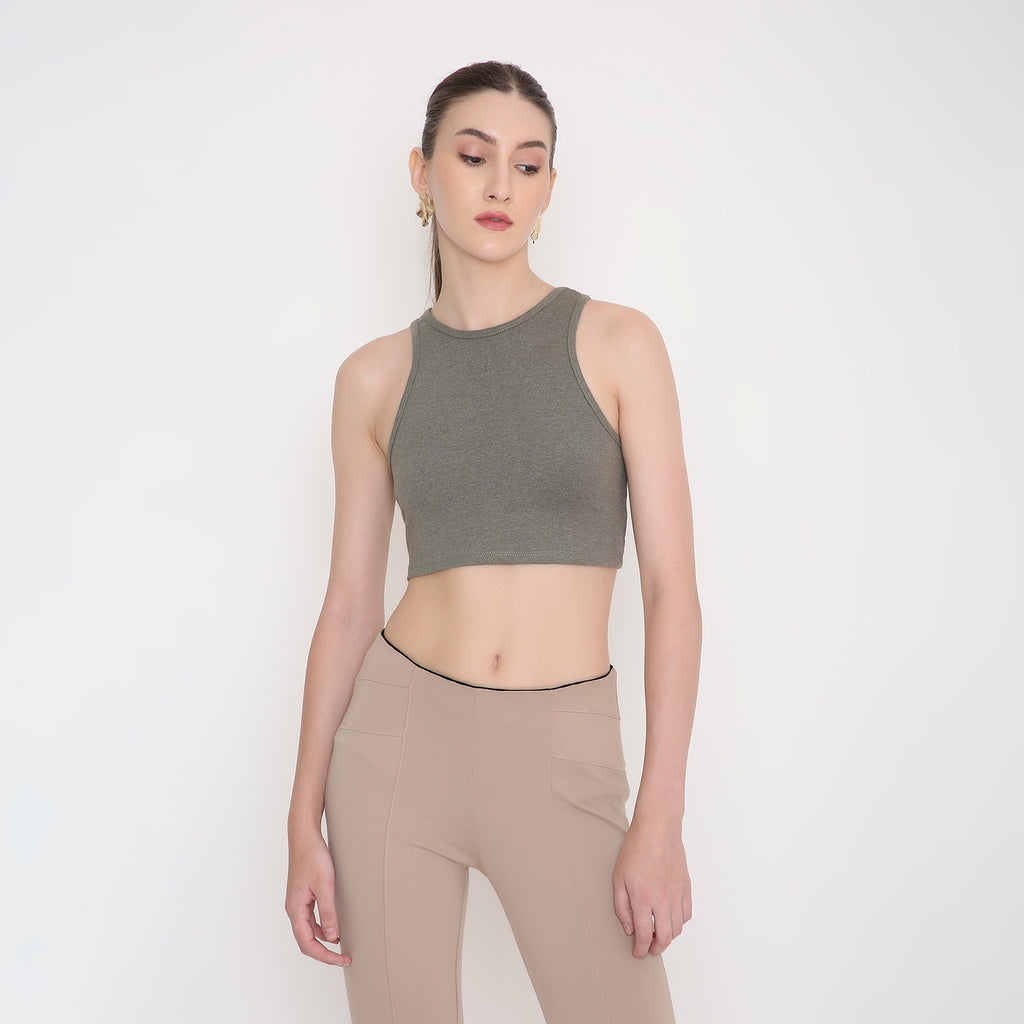 Women Tank Top in Green Melange