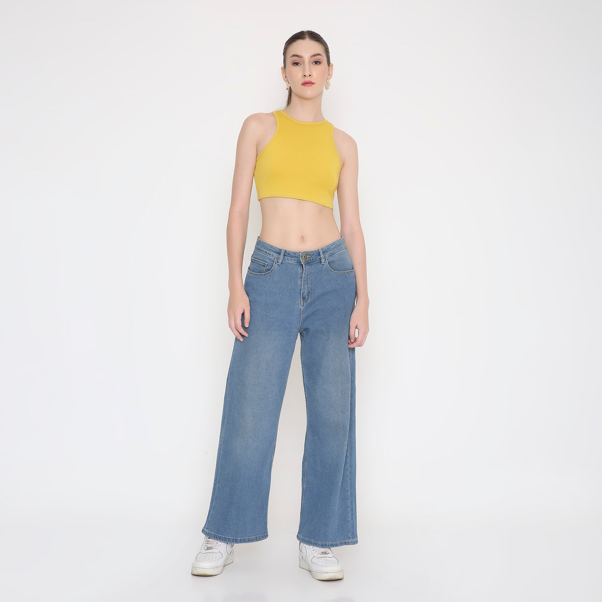 Women Tank Top in Mustard Slub