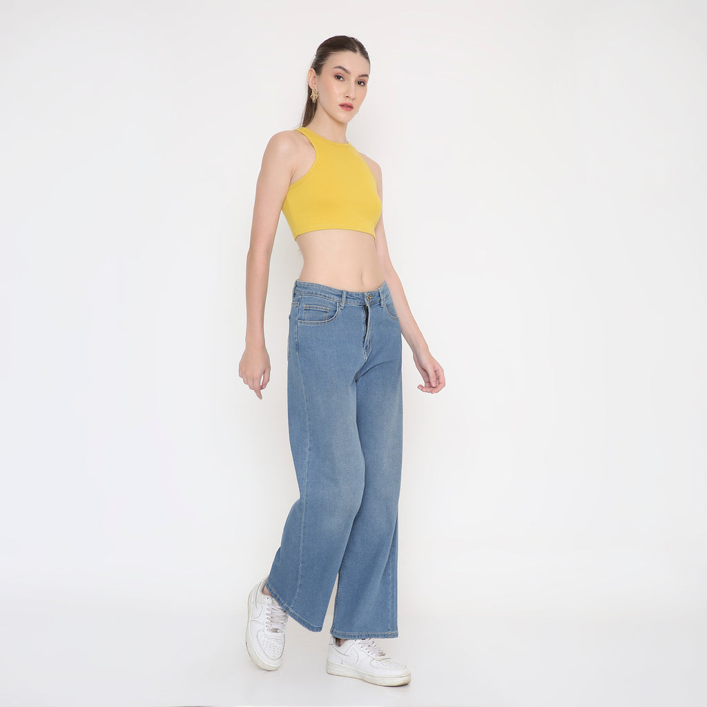 Women Tank Top in Mustard Slub