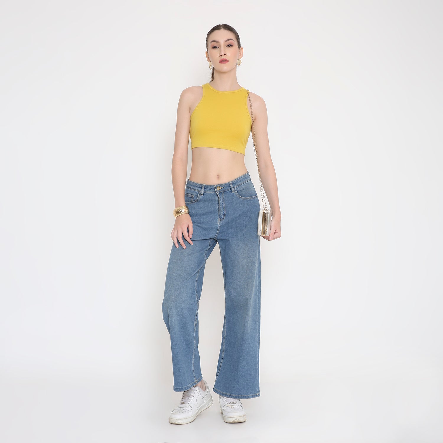 Women Tank Top in Mustard Slub