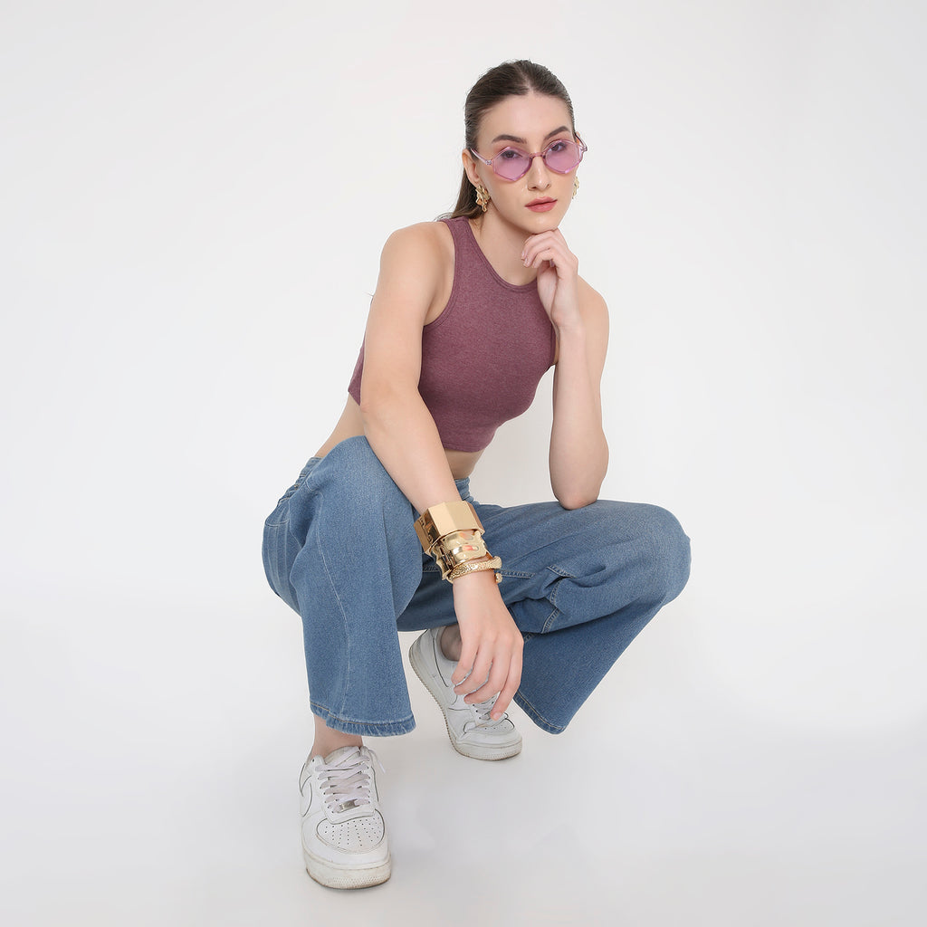 Women Tank Top in Maroon Melange