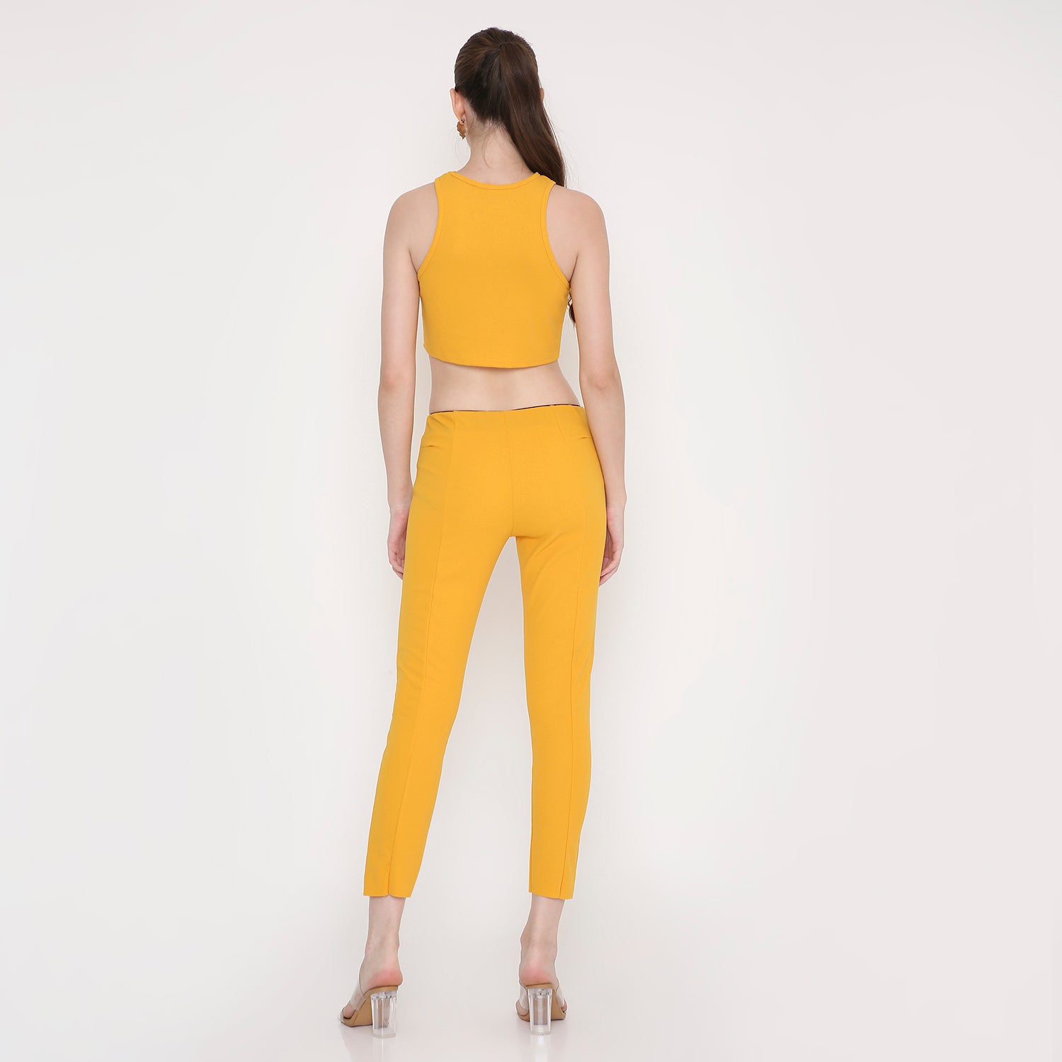 Women Tank Top With Pant Co- Ord Set in Mustard