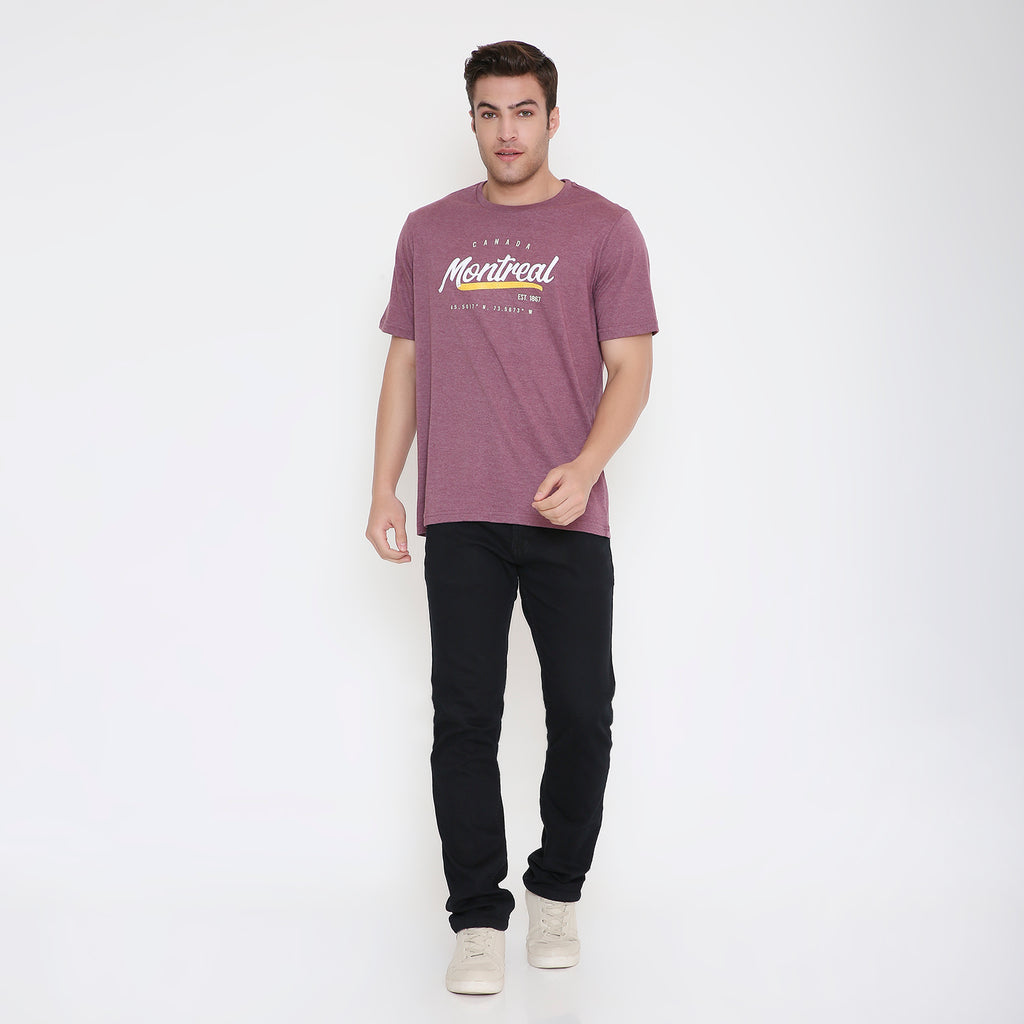Montreal Classic Print Men's T-shirt in Maroon Melange