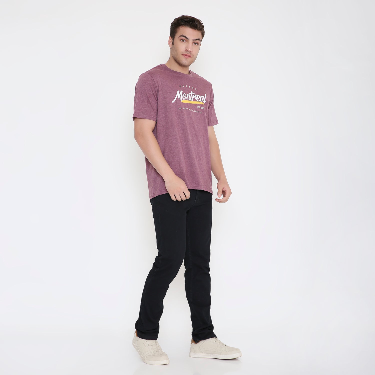 Montreal Classic Print Men's T-shirt in Maroon Melange