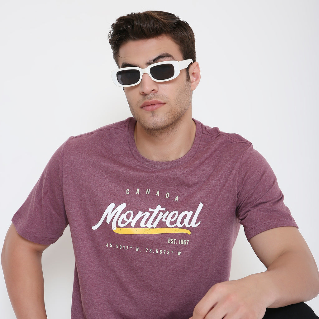 Montreal Classic Print Men's T-shirt in Maroon Melange
