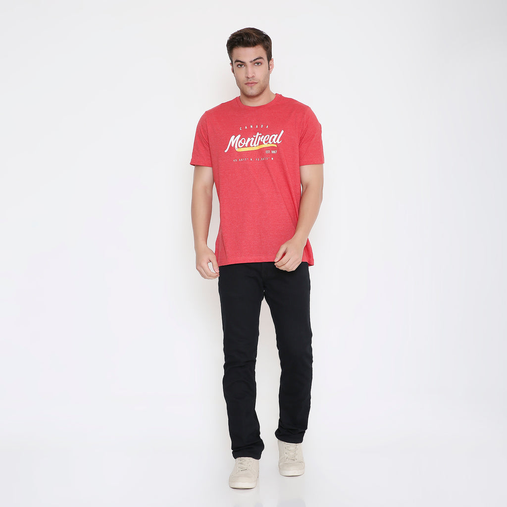 Montreal Classic Print Men's T-shirt in Red Melange