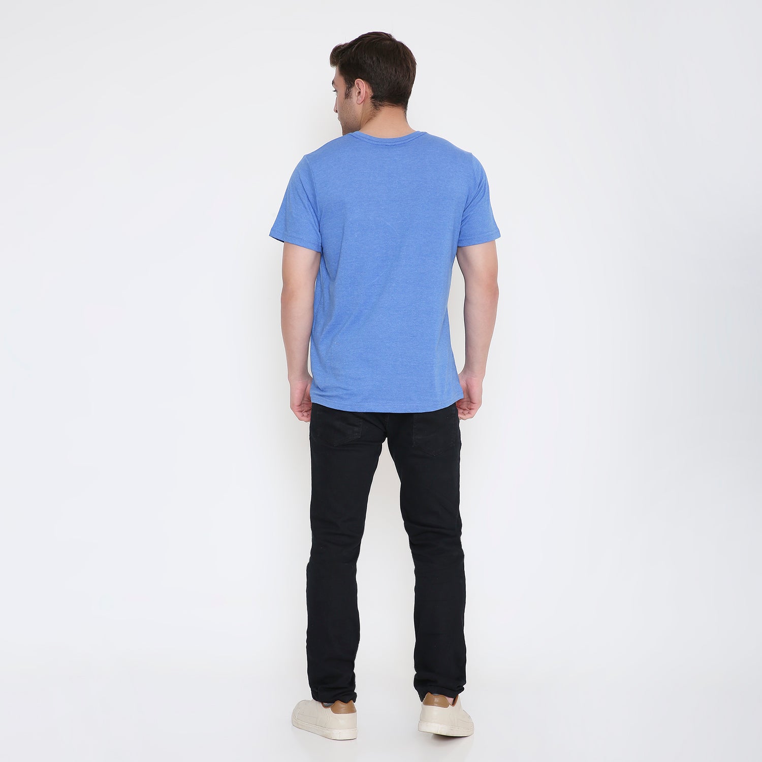 Montreal Classic Print Men's T-shirt in Sky Blue Melange