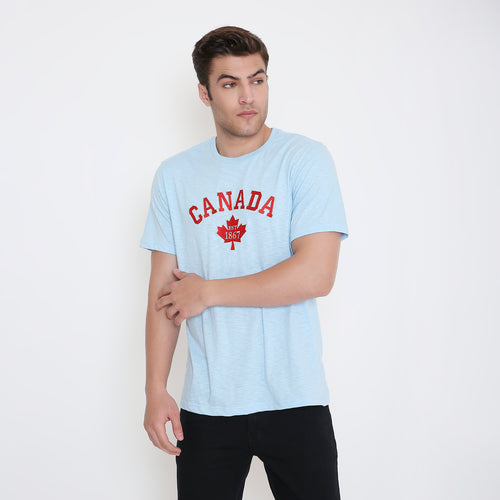 Canada Embroidery T-Shirt in Light Blue Melange