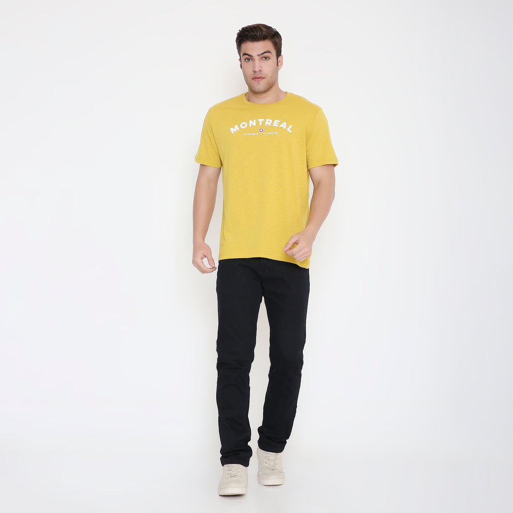 Montreal Classic Print Men's T-shirt in Mustard Slub