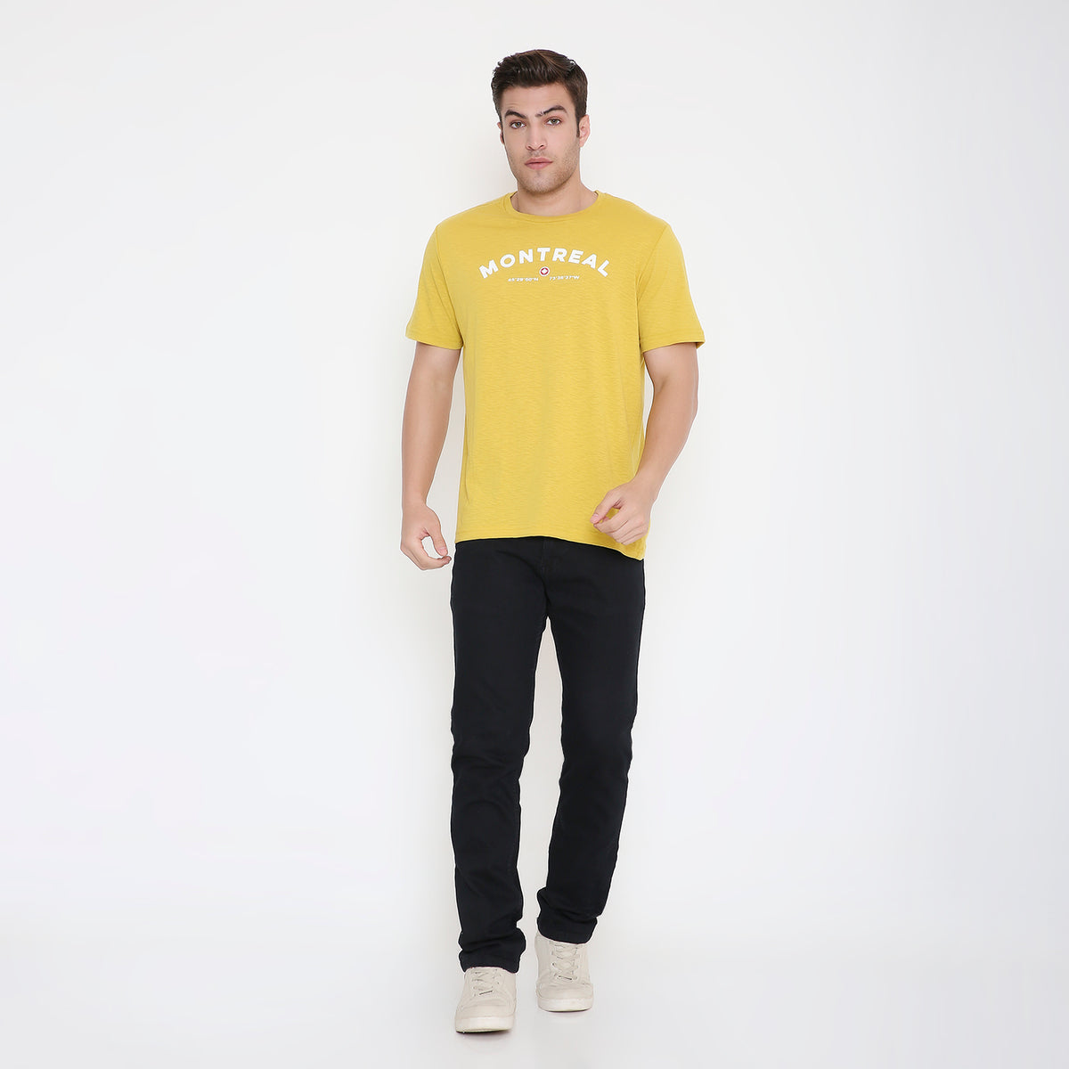 Montreal Classic Print Men's T-shirt in Mustard Slub