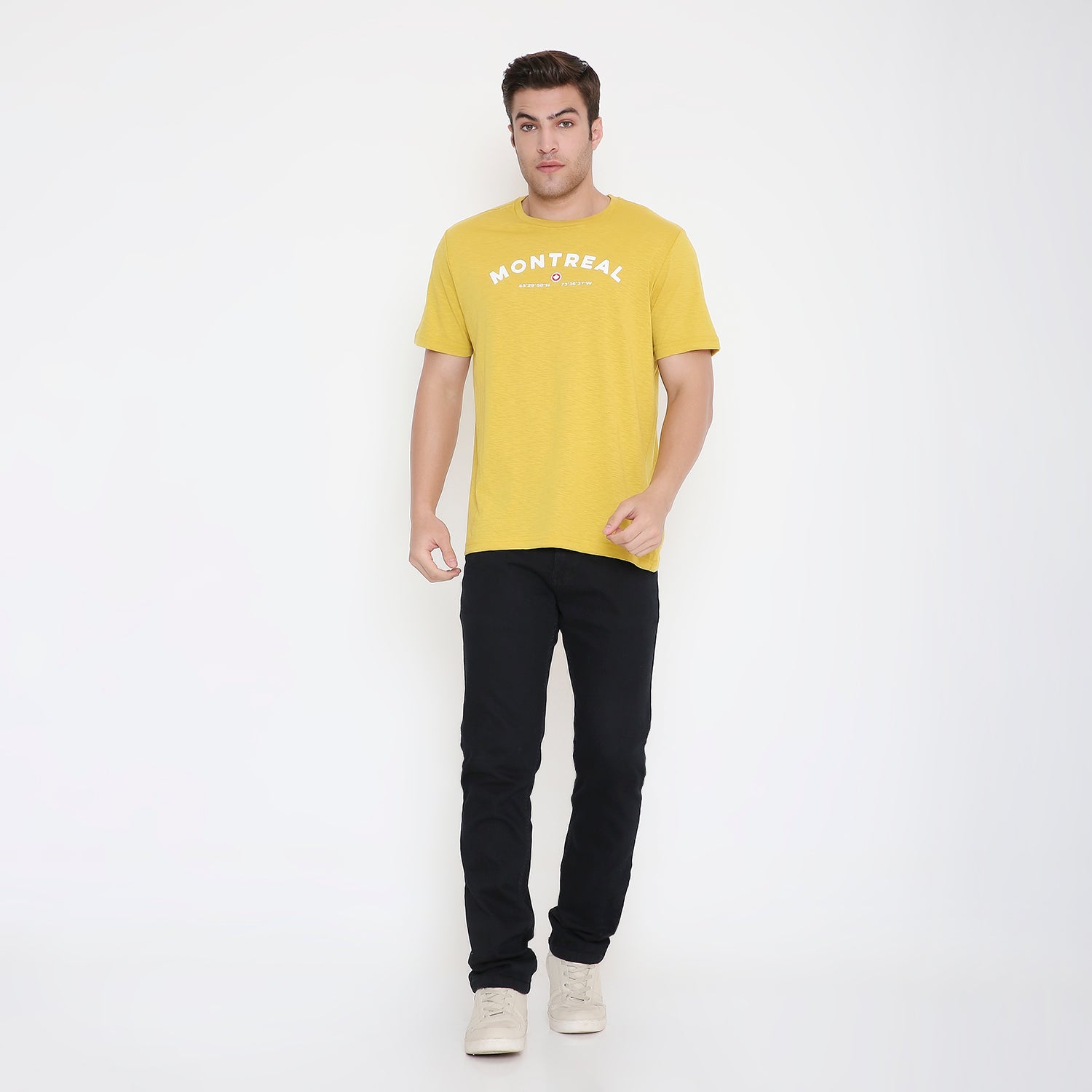 Montreal Classic Print Men's T-shirt in Mustard Slub