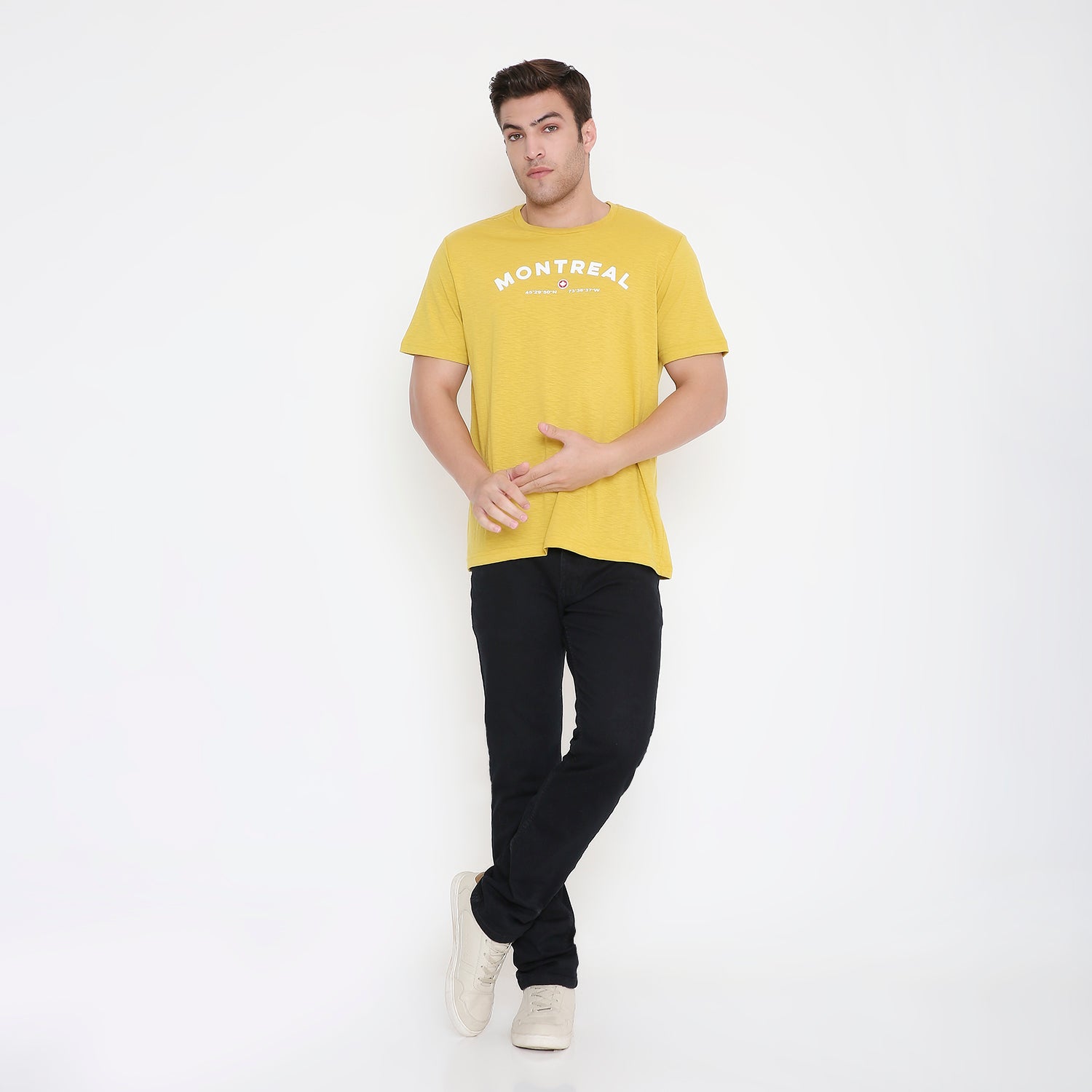 Montreal Classic Print Men's T-shirt in Mustard Slub