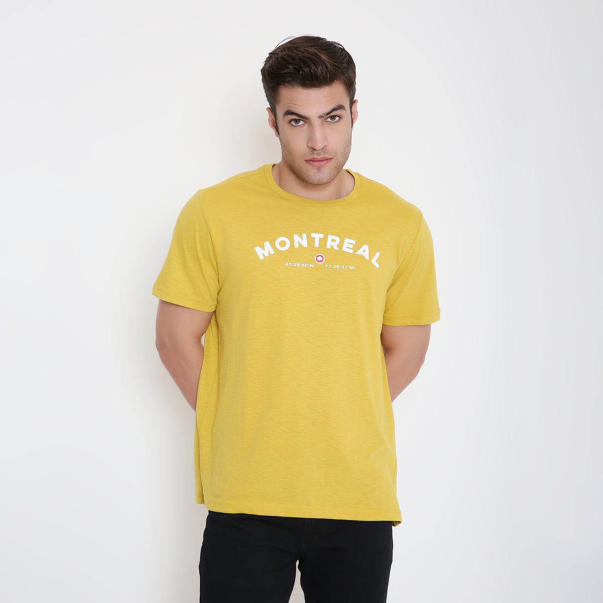 Montreal Classic Print Men's T-shirt in Mustard Slub