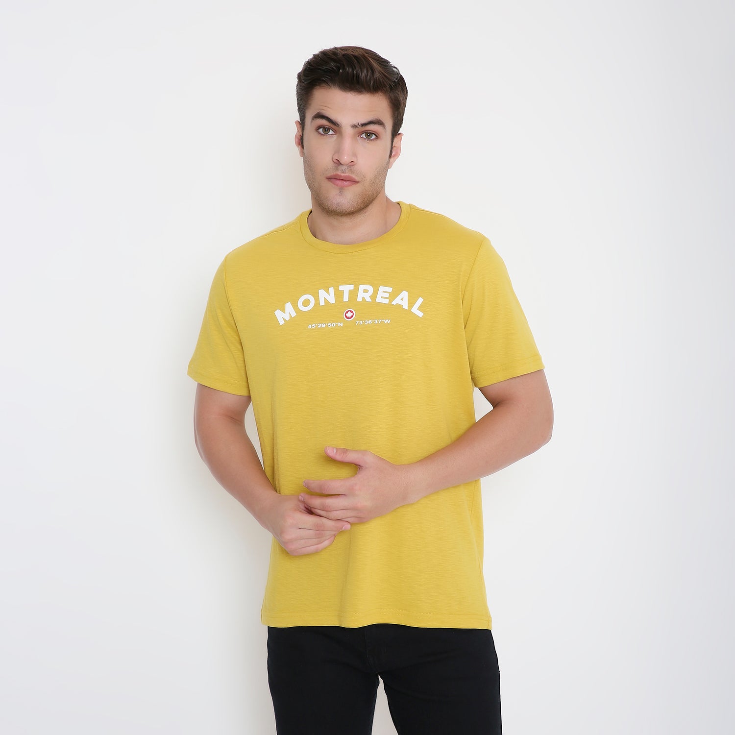 Montreal Classic Print Men's T-shirt in Mustard Slub