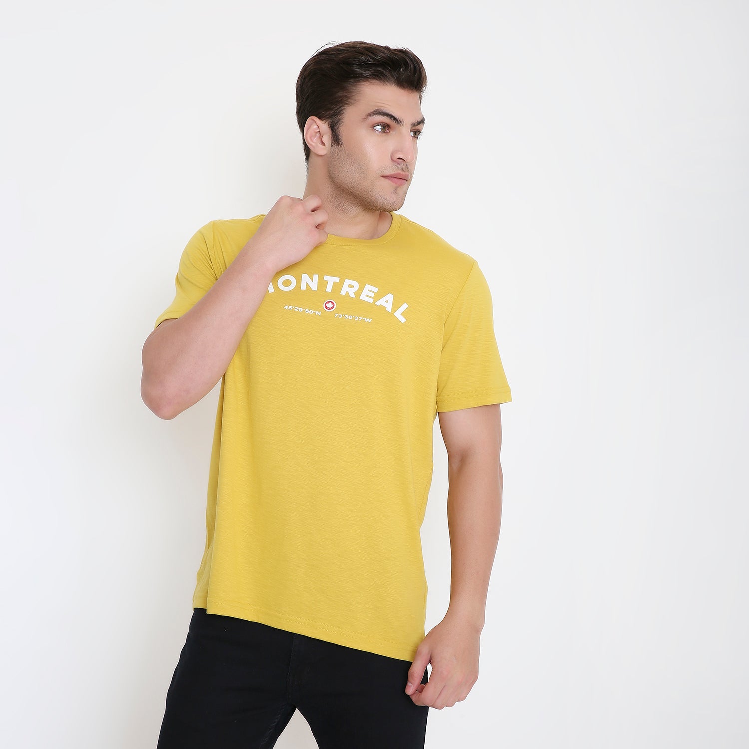 Montreal Classic Print Men's T-shirt in Mustard Slub
