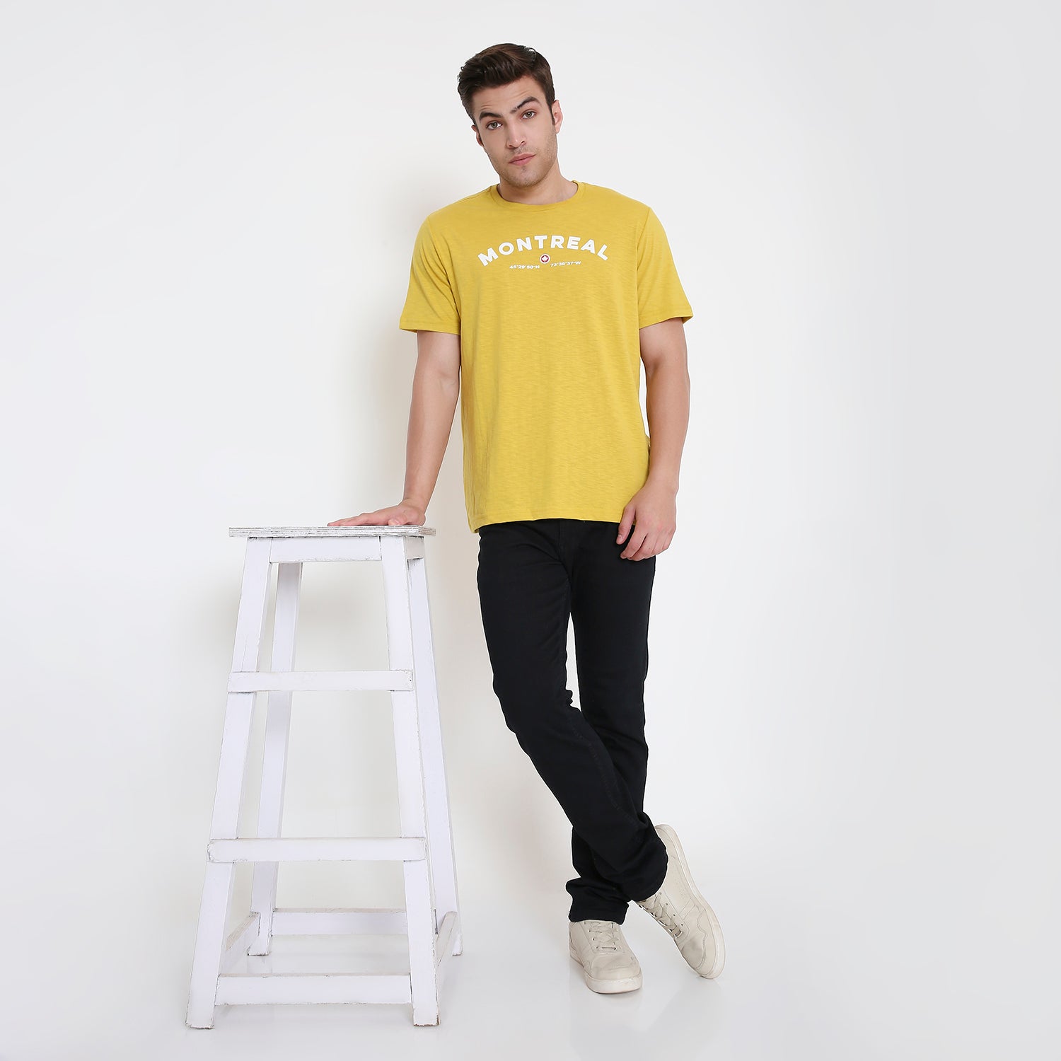 Montreal Classic Print Men's T-shirt in Mustard Slub