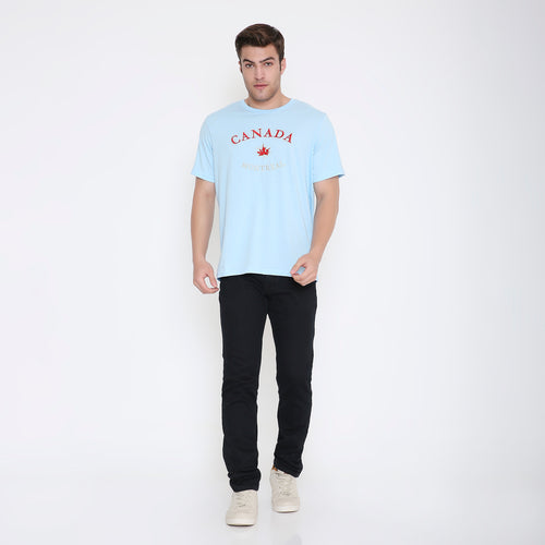 Canada Embroidery T-Shirt in Light Blue Melange