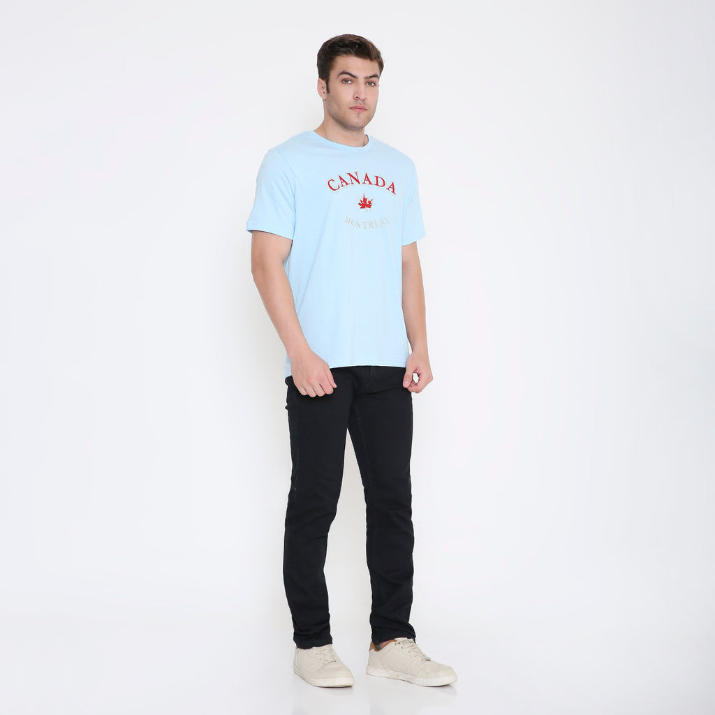 Canada Embroidery T-Shirt in Light Blue Melange