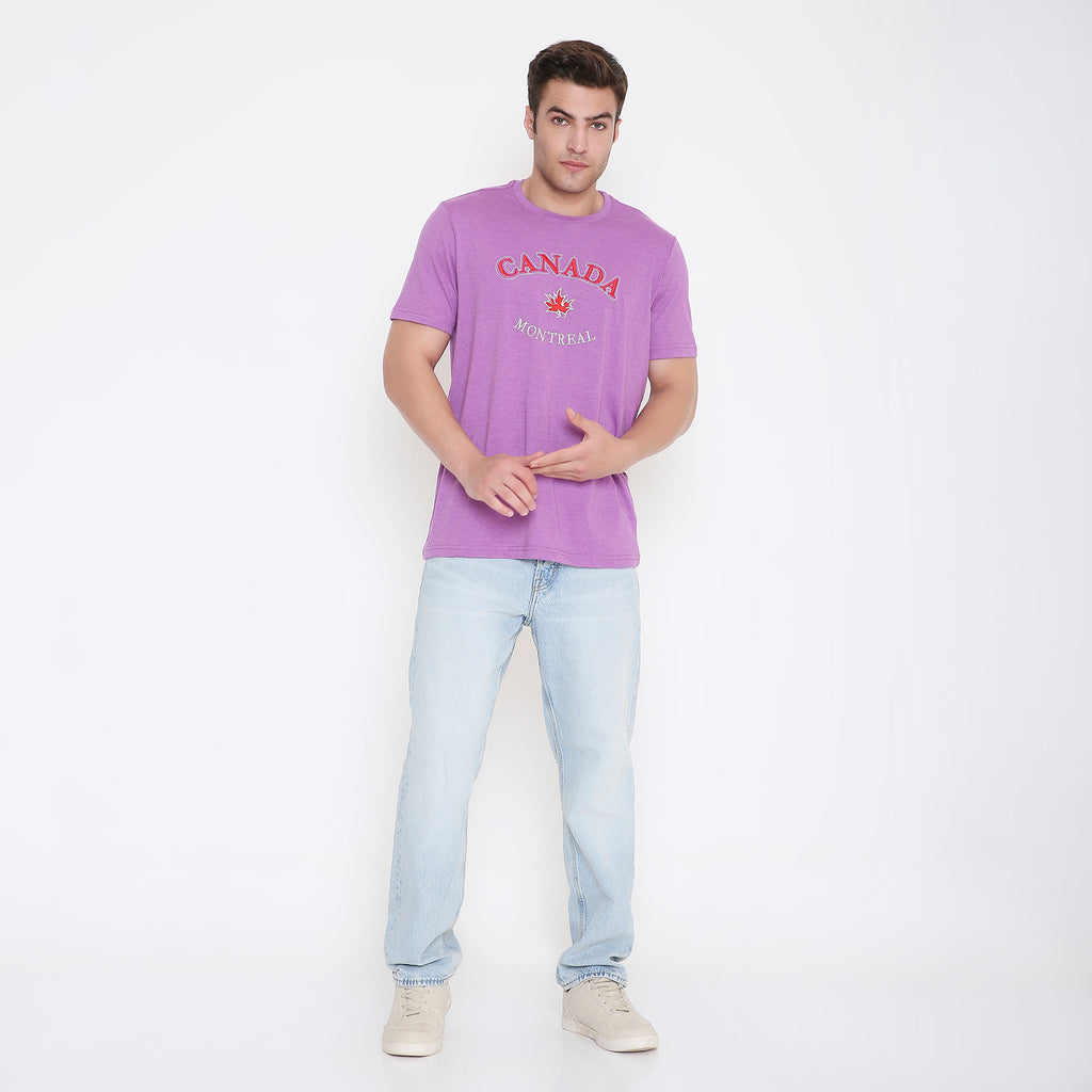 Canada Embroidery T-Shirt in Purple Melange