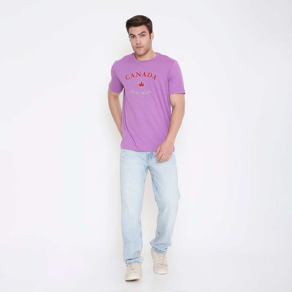 Canada Embroidery T-Shirt in Purple Melange