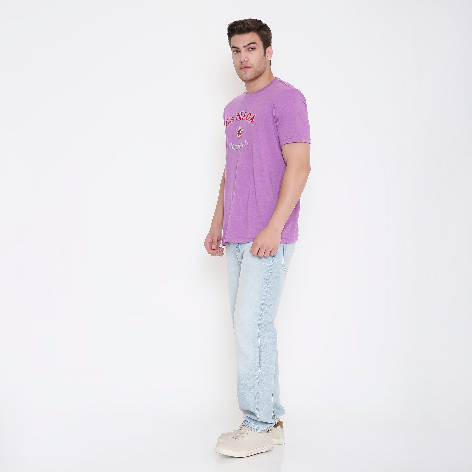Canada Embroidery T-Shirt in Purple Melange