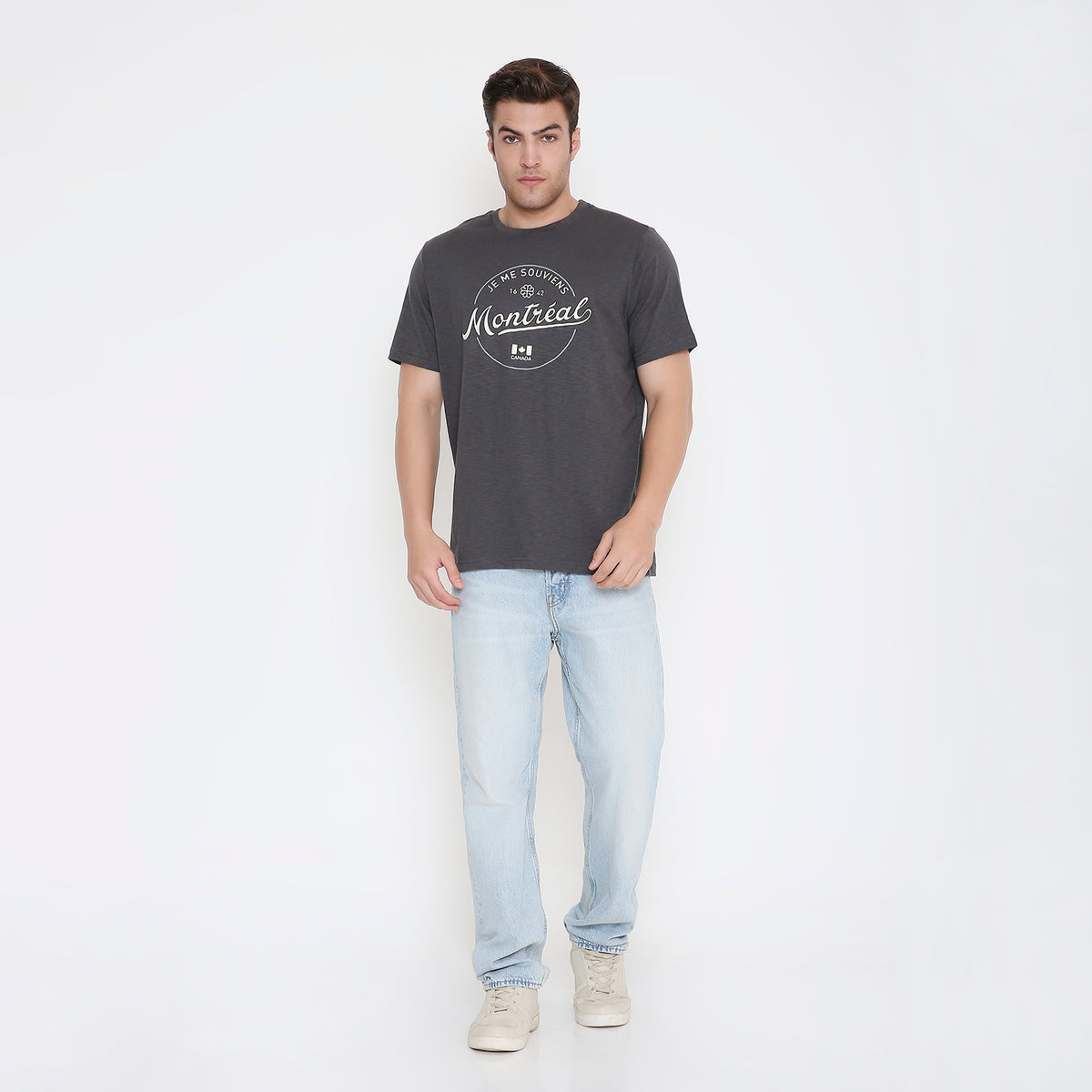 Montreal Classic Print Men's T-shirt in  Dark Grey