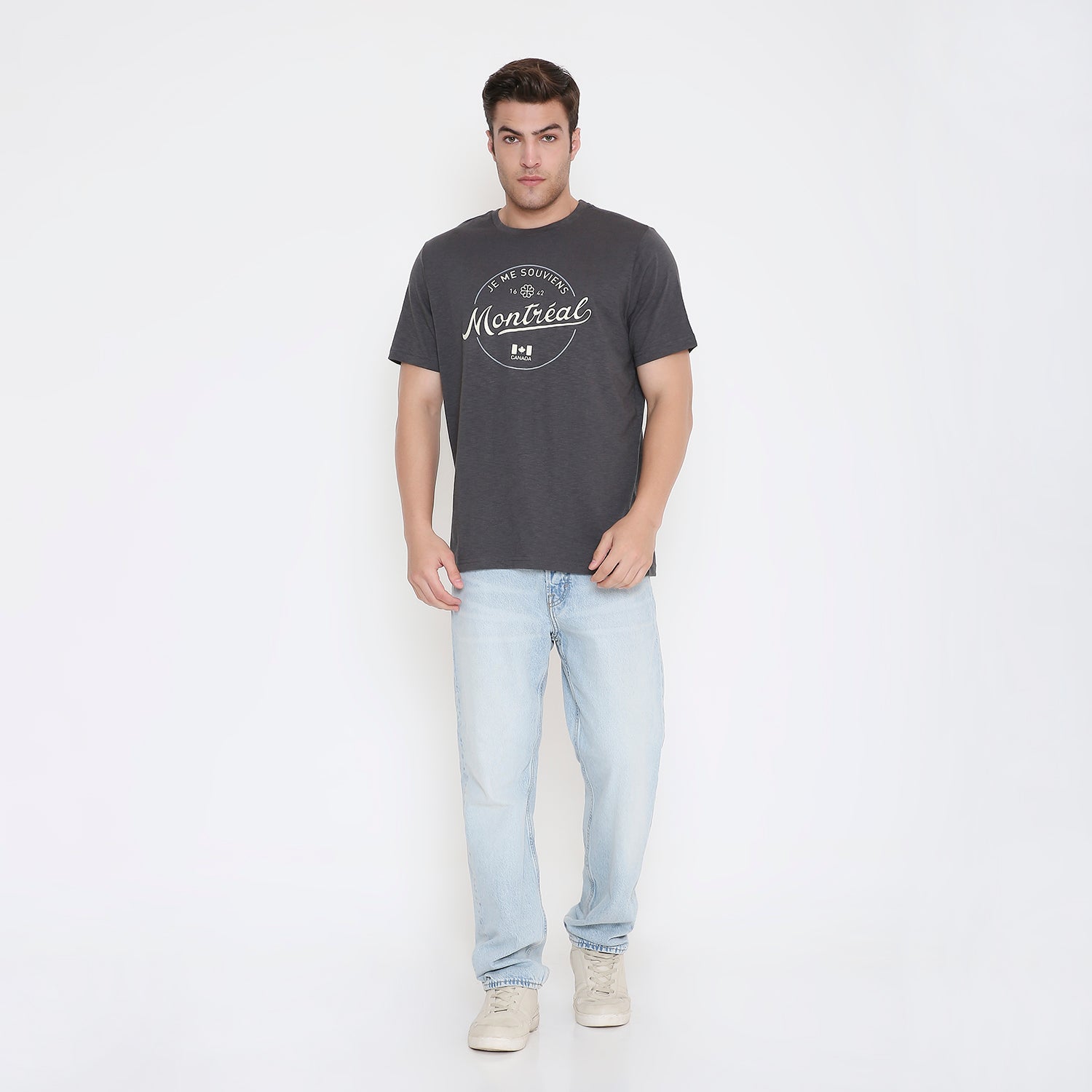 Montreal Classic Print Men's T-shirt in  Dark Grey