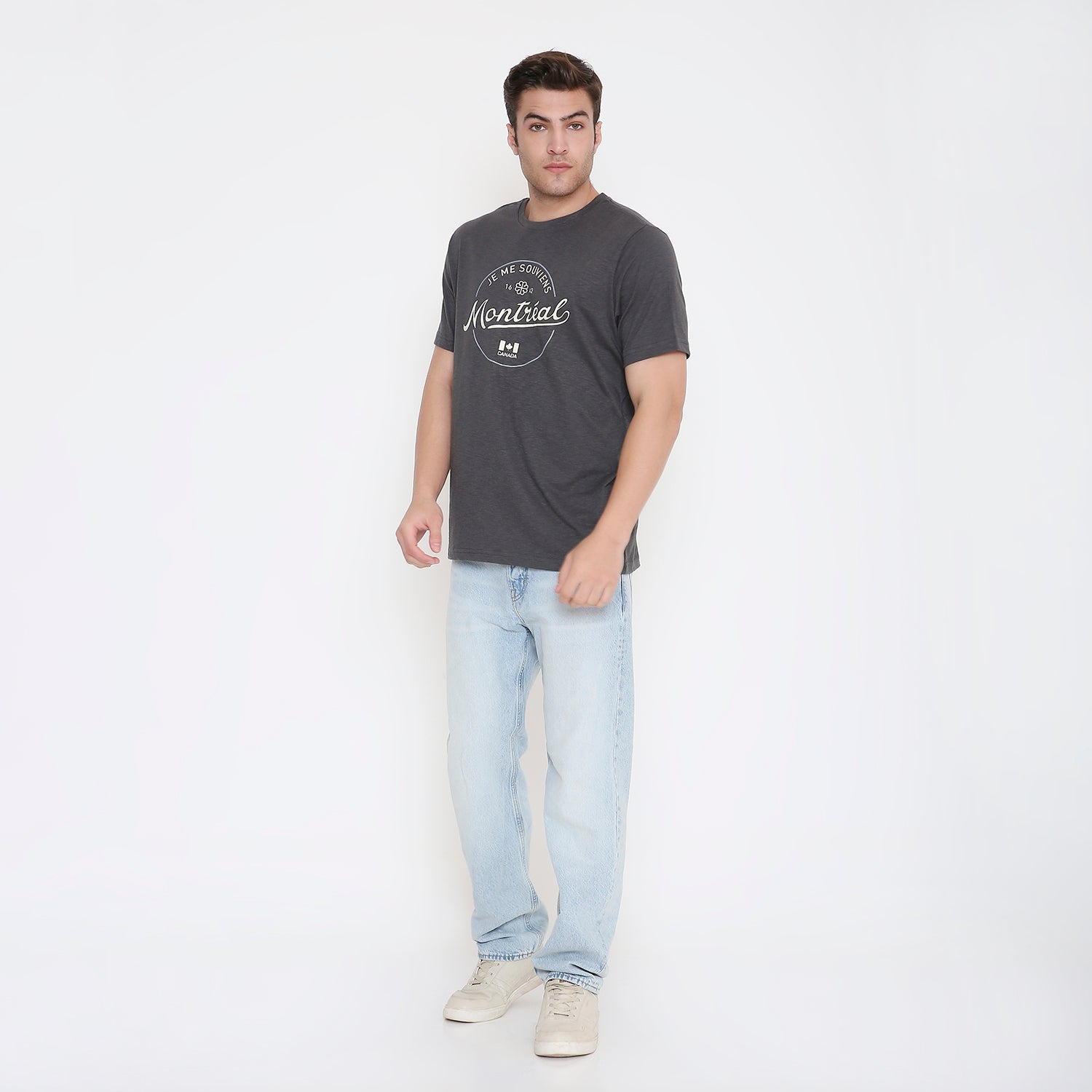 Montreal Classic Print Men's T-shirt in  Dark Grey
