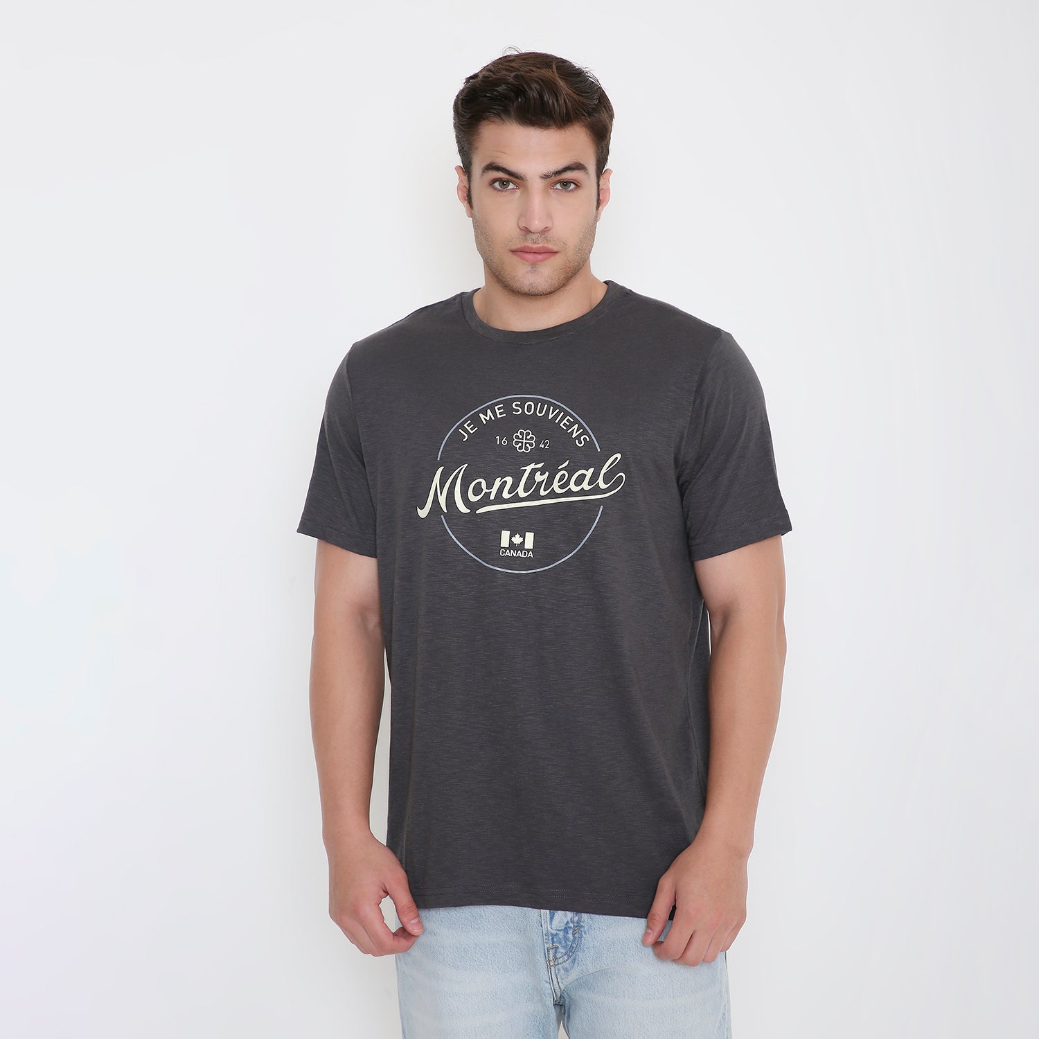 Montreal Classic Print Men's T-shirt in  Dark Grey