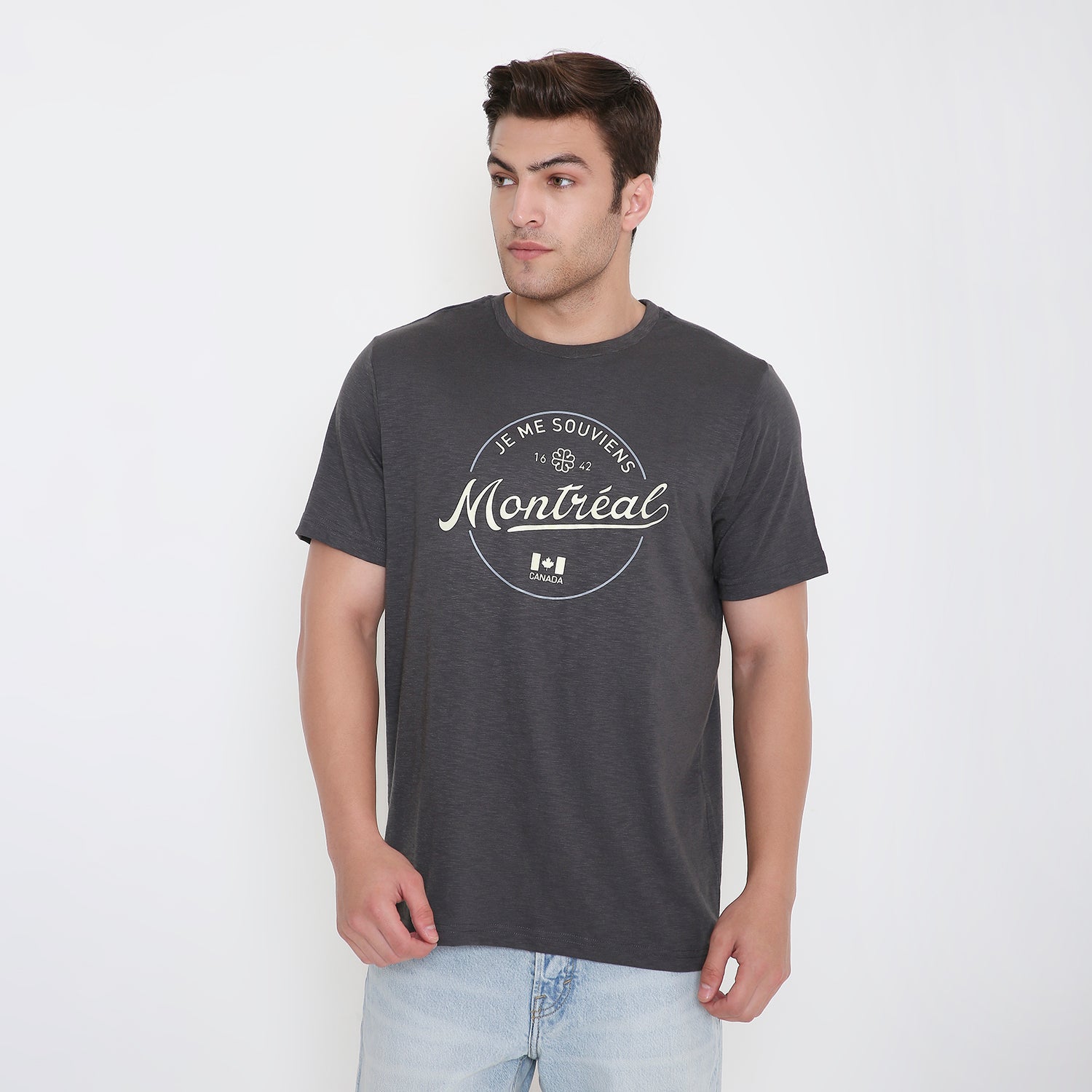 Montreal Classic Print Men's T-shirt in  Dark Grey