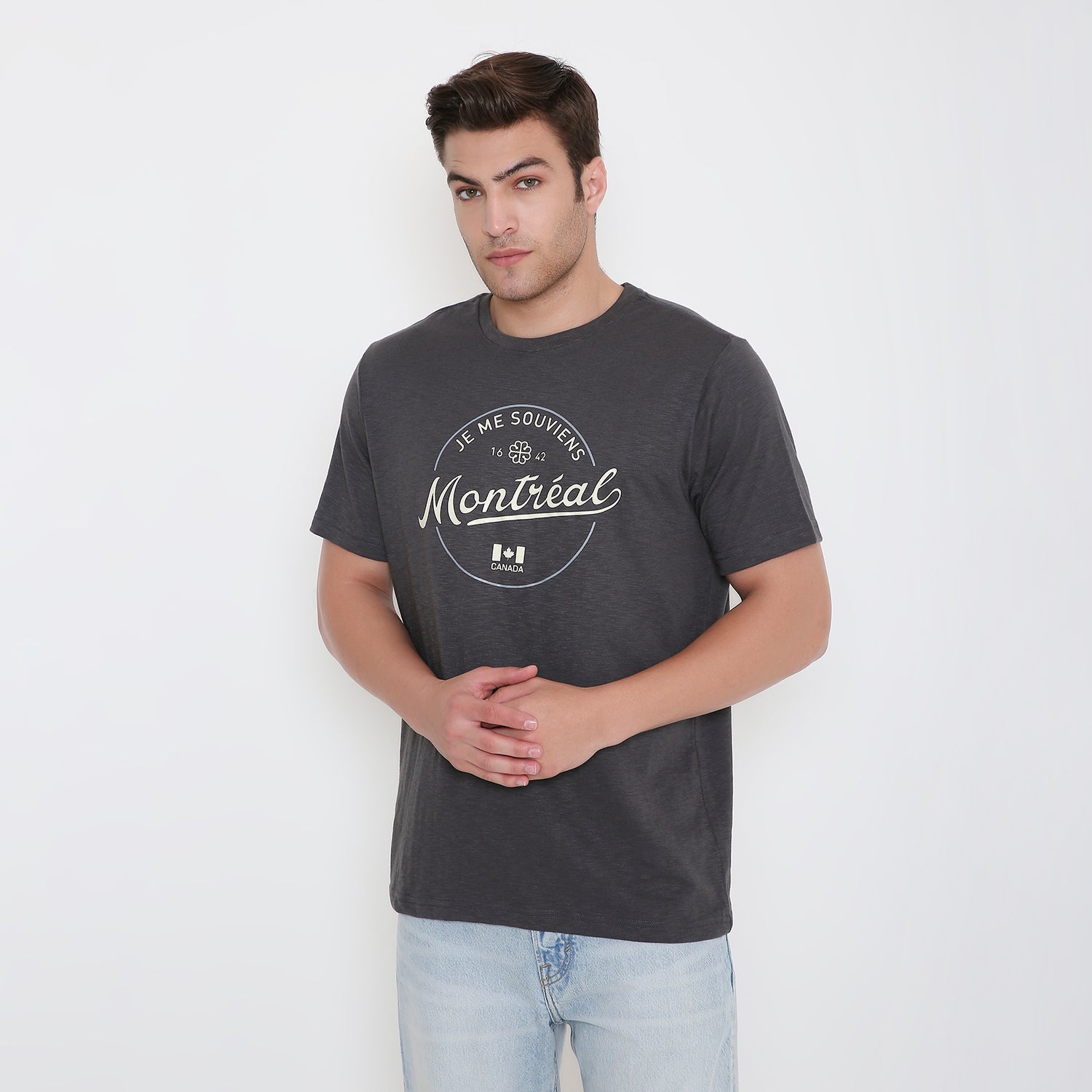 Montreal Classic Print Men's T-shirt in  Dark Grey