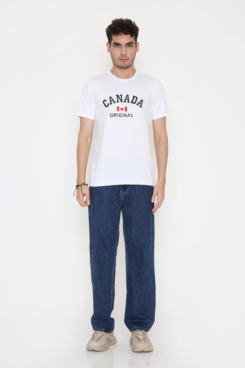 Canada Embroidery Men's T-Shirt in White