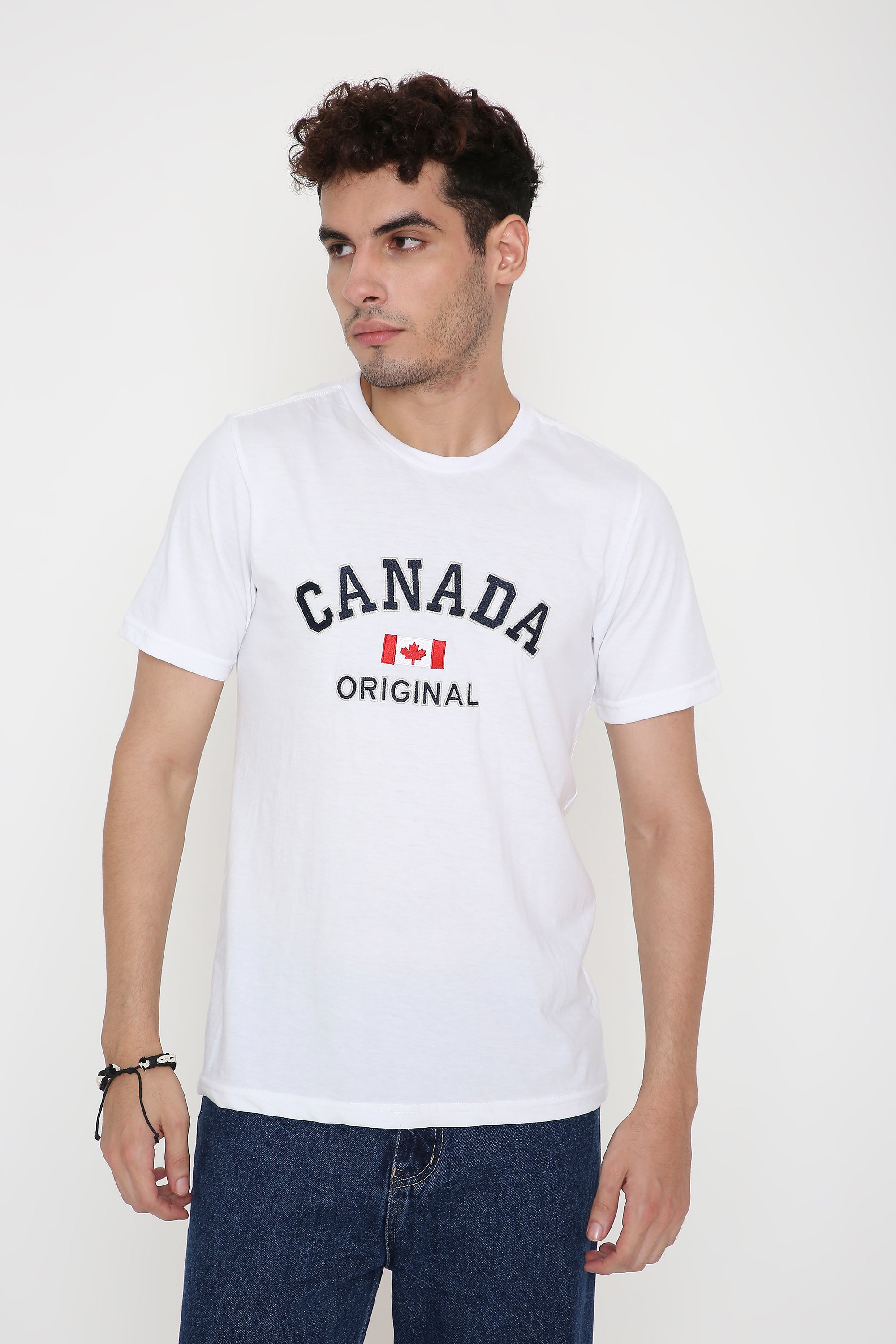 Canada Embroidery Men's T-Shirt in White