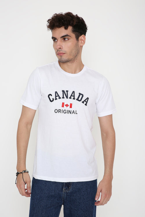 Canada Embroidery Men's T-Shirt in White