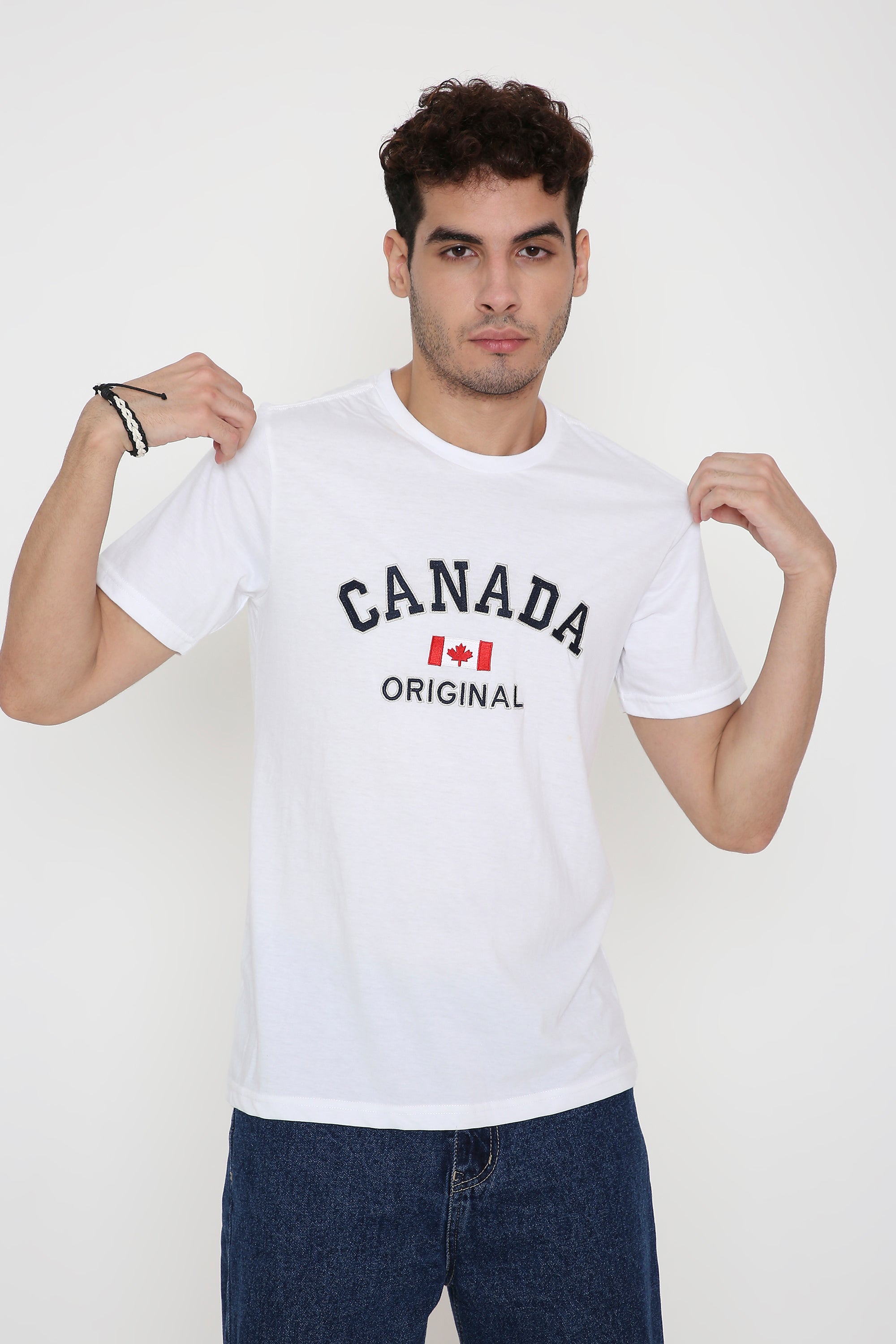 Canada Embroidery Men's T-Shirt in White