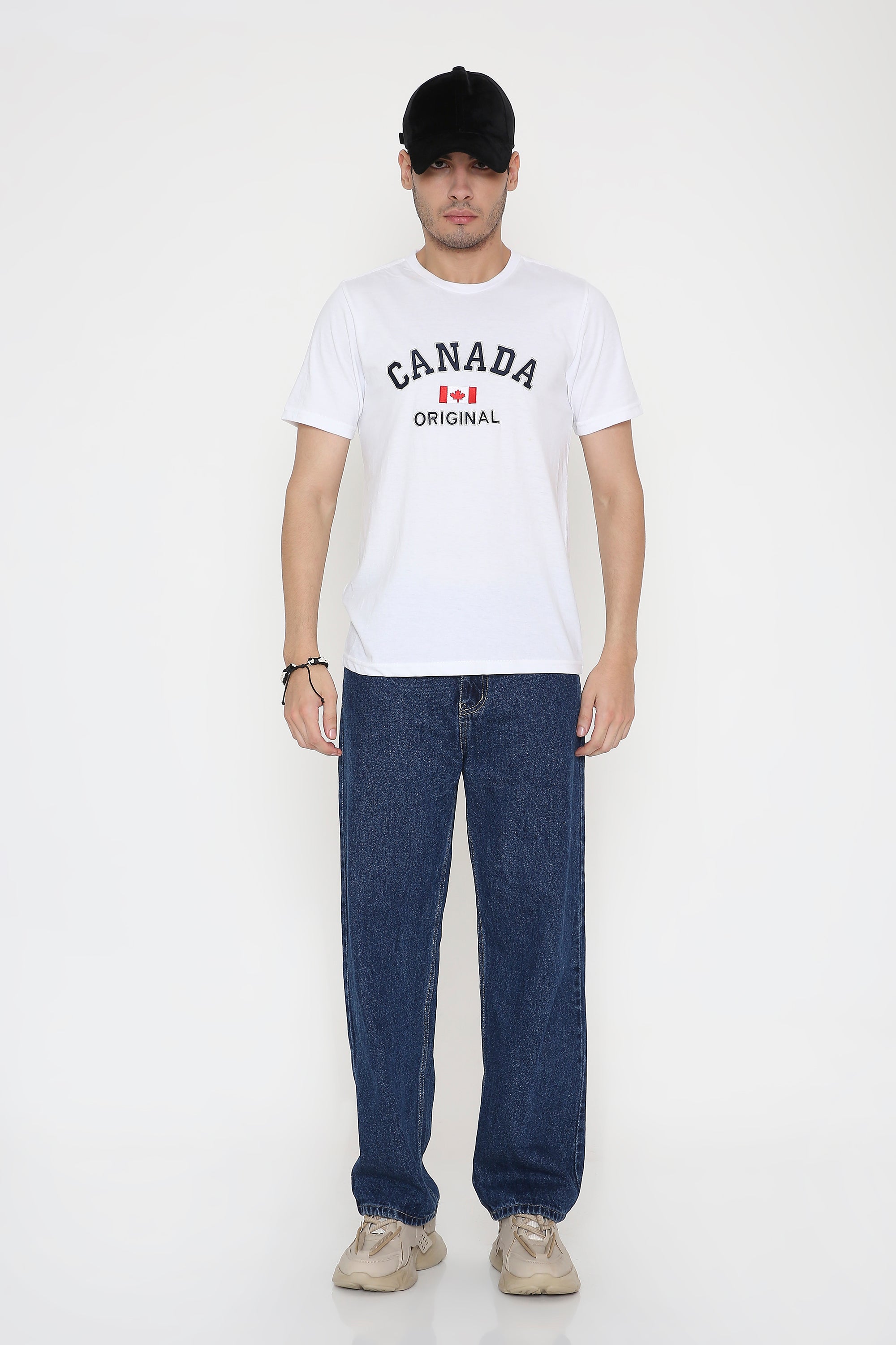Canada Embroidery Men's T-Shirt in White