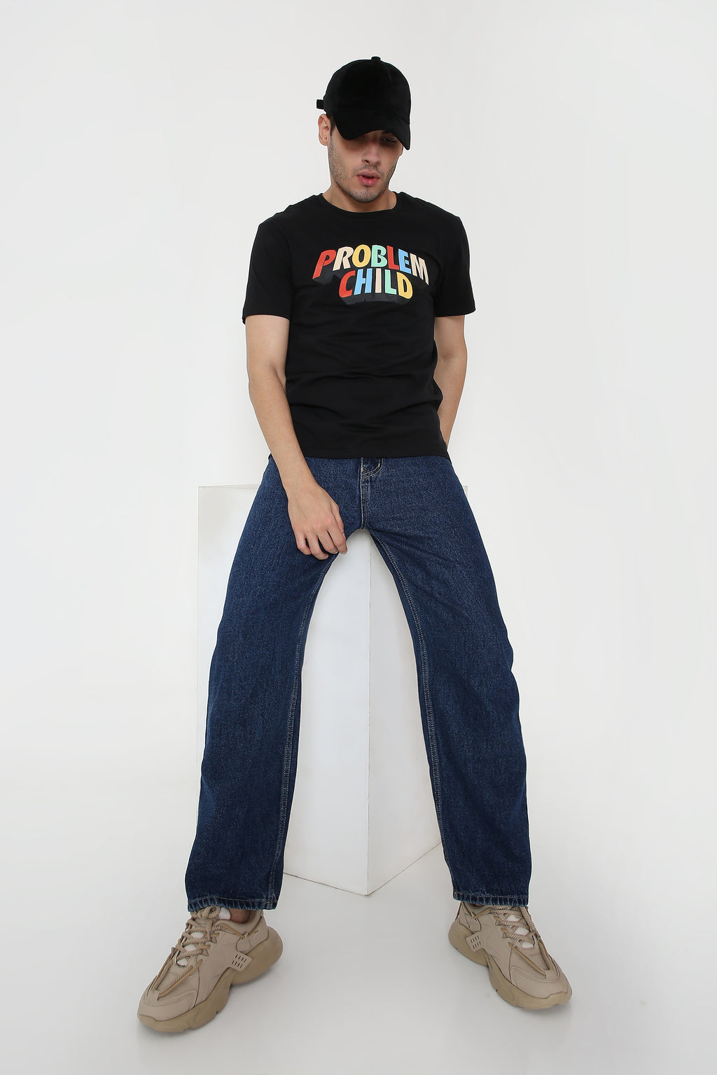 Problem Child Print Men's T-shirt in Black