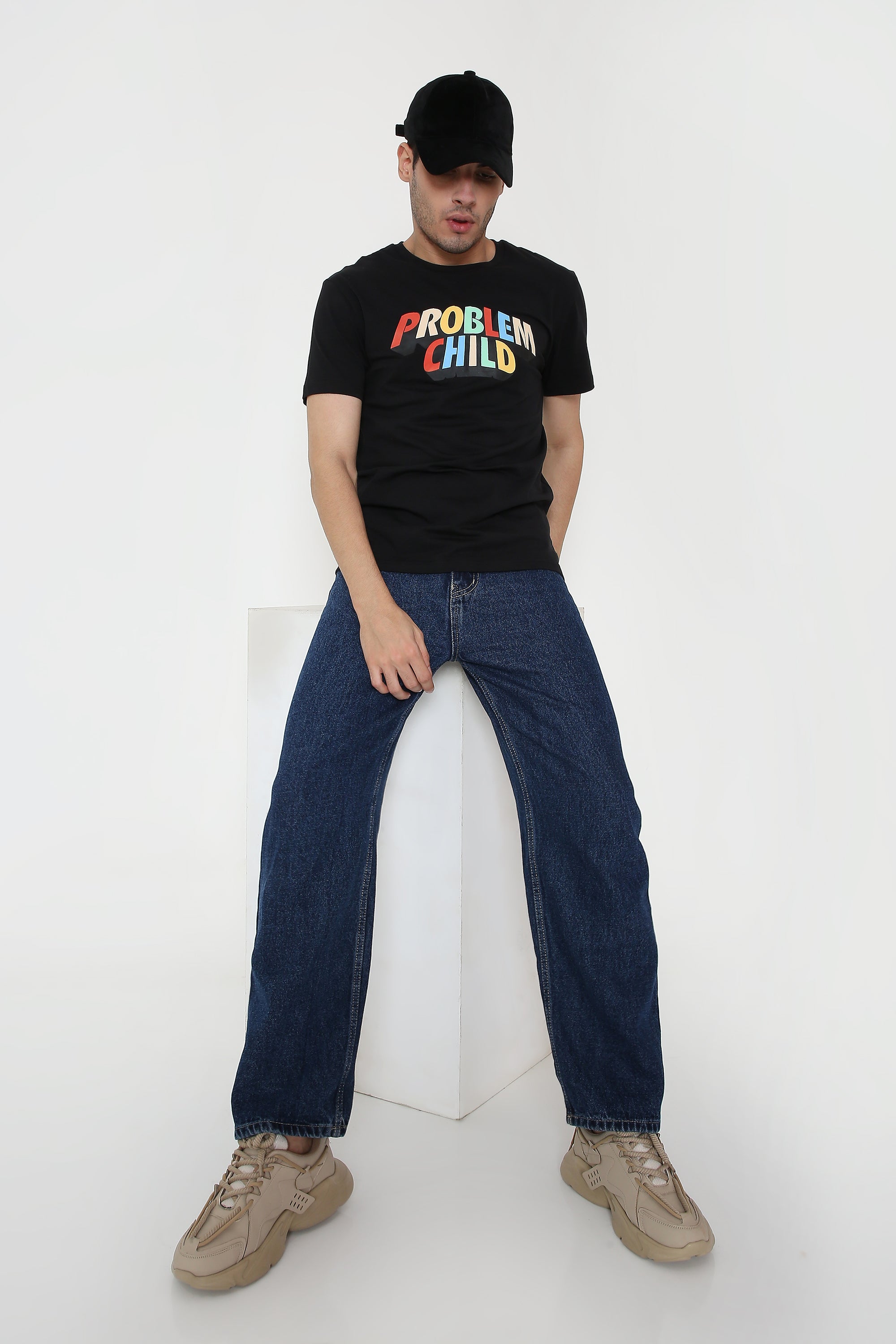 Problem Child Print Men's T-shirt in Black