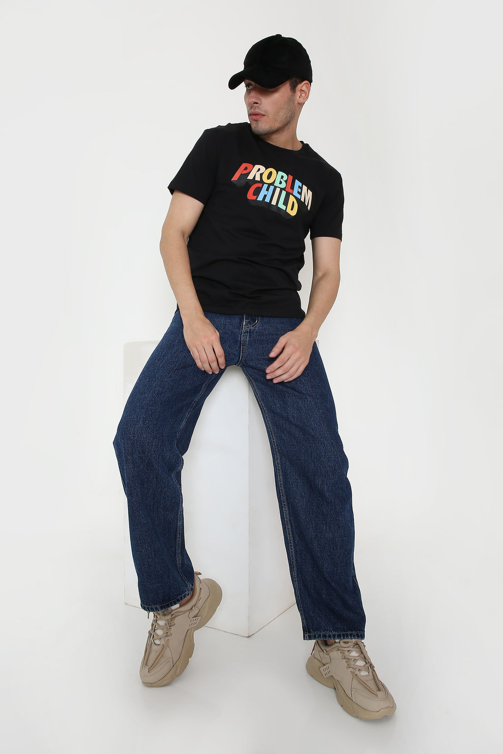 Problem Child Print Men's T-shirt in Black