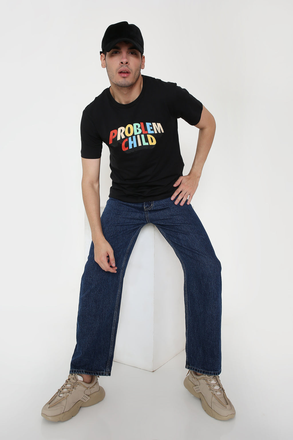 Problem Child Print Men's T-shirt in Black