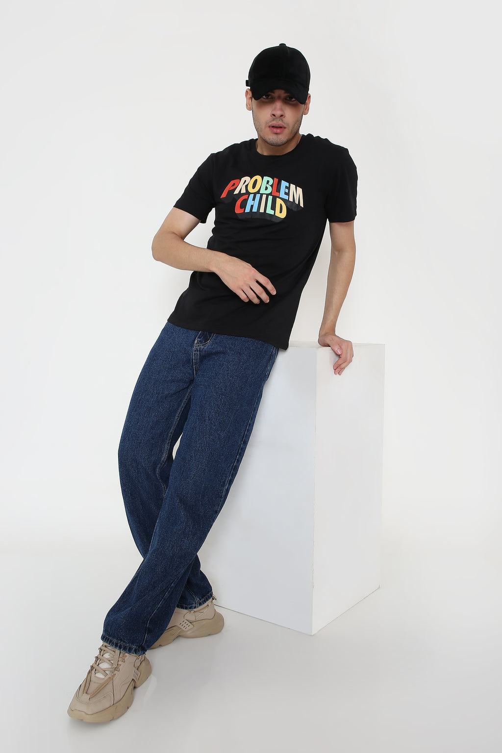 Problem Child Print Men's T-shirt in Black