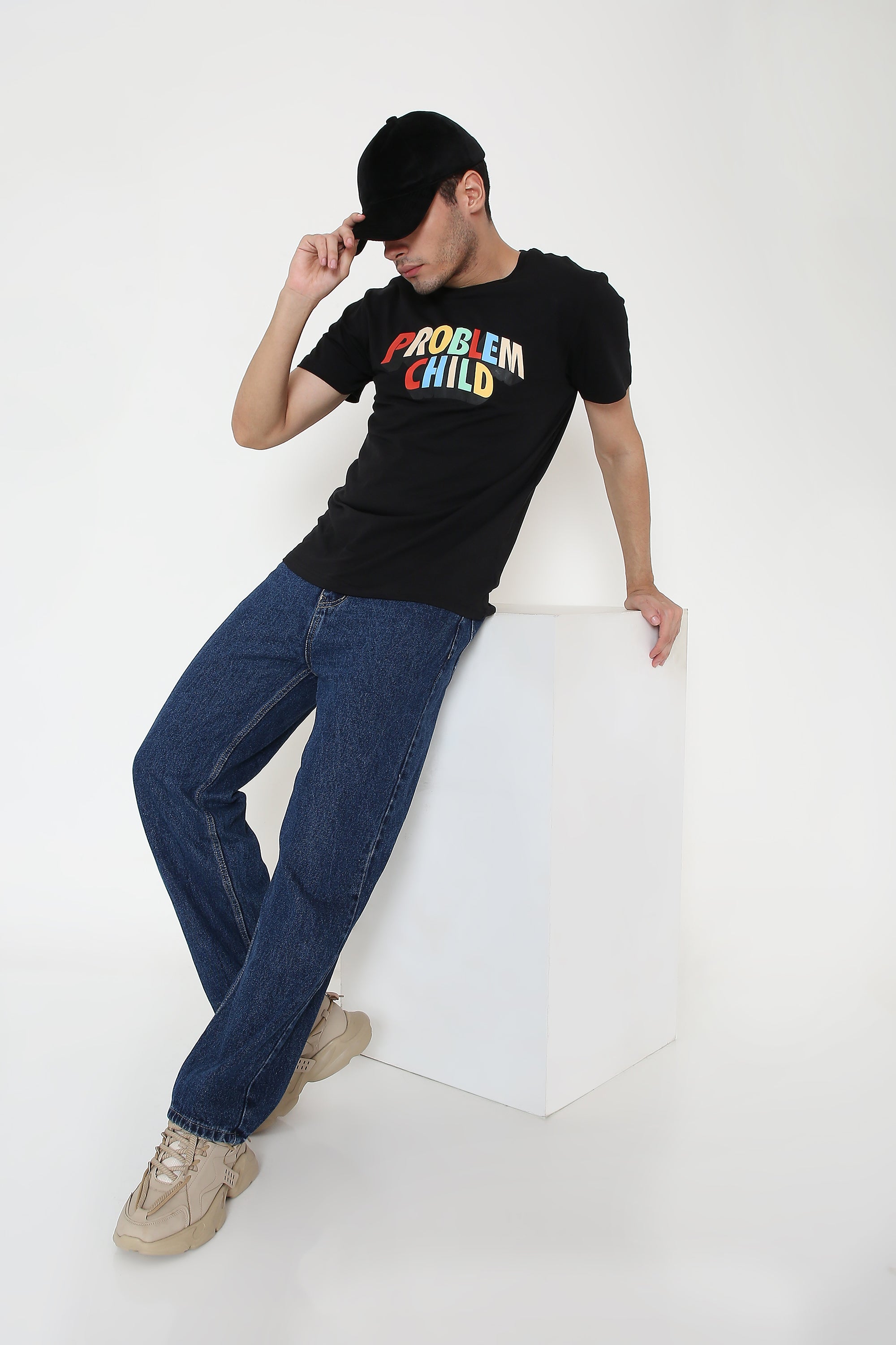 Problem Child Print Men's T-shirt in Black