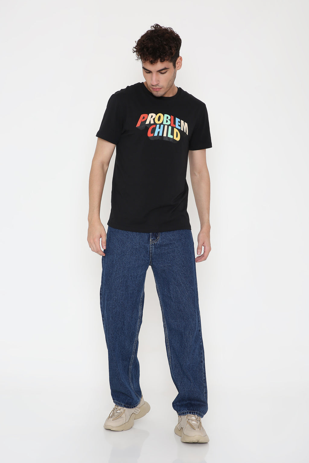 Problem Child Print Men's T-shirt in Black