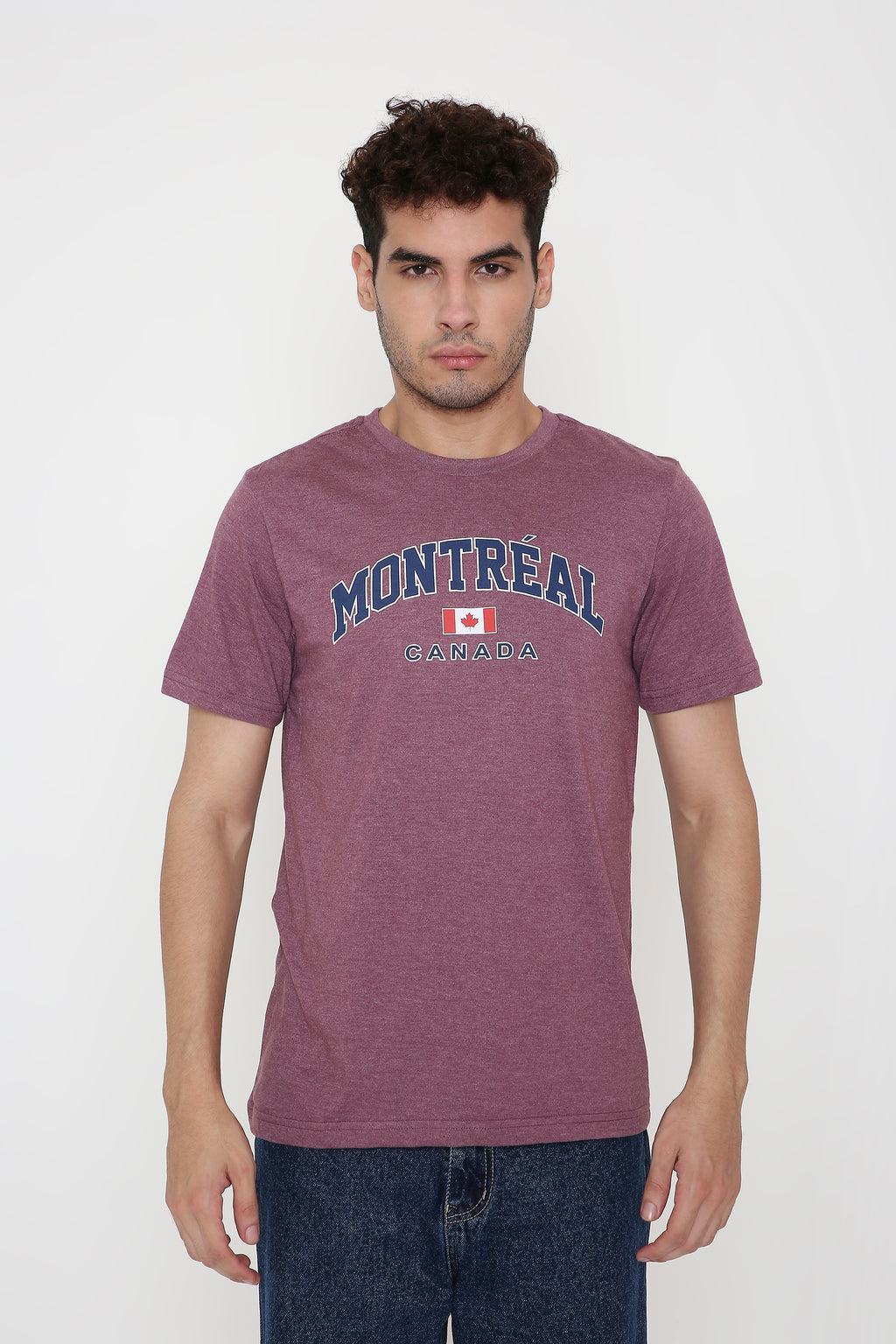 Montréal Canada Print Men's T-Shirt in Maroon Melange